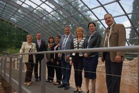 Participants of Roman Thermal Spas meeting in Roman Bath Ruin in Badenweiler, Germany